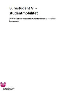 Eurostudent VI - Studentmobilitet. 2020 mlet om utresande studenter kommer sannolikt inte uppns 