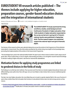 EUROSTUDENT VII research articles published – The themes include applying for higher education, preparation courses, gender-based education choices and the integration of international students