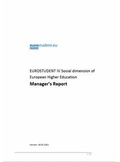 Manager's Report EUROSTUDENT IV (2008-2011)