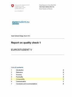 Report on quality check 1 EUROSTUDENT V